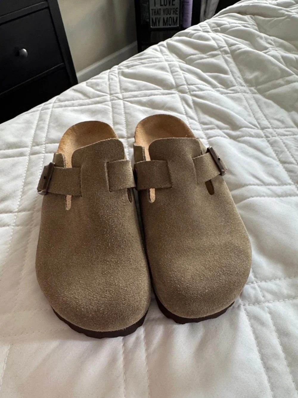 Birkenstock women’s Boston Suede Slip-On Clog in Taupe with Buckle size 36 NWOT - Picture 3 of 6